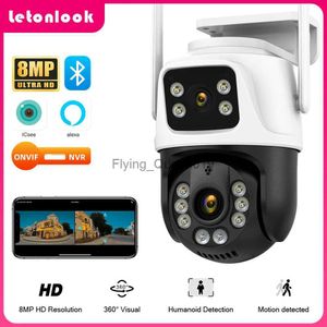 Objectif CCTV 360 Wifi 4K 8MP double objectif caméra IP66 système de caméra de sécurité de détection humaine extérieure NVR ICSEE vidéo caméra Ip Alexa YQ230928