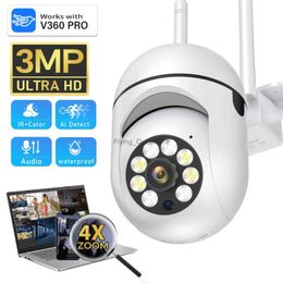 Objectif CCTV 3MP 1/4PCS Wifi Caméra IP Surveillance Vidéo 4X Zoom Numérique Sécurité Moniteur Extérieur Sans Fil Audio Vision Nocturne Suivi Intelligent YQ230928