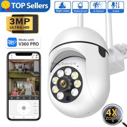 Objectif CCTV 3MP Caméra Wifi extérieure Surveillance Vision nocturne Couleur Ai Suivi humain 4X Zoom numérique Caméras de surveillance vidéo de sécurité YQ230928