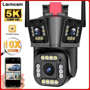 Objectif CCTV 5K 12MP Caméra WiFi Extérieure Trois Objectifs PTZ 10X Zoom Caméra de Sécurité CCTV 2K Surveillance Vidéo Suivi Automatique Caméra IP Étanche YQ230928