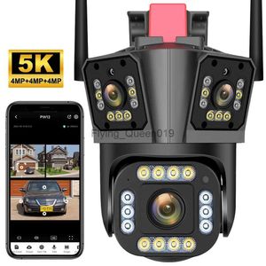 Lente CCTV 5K 12MP WiFi Cámara IP 10X Zoom Tres lentes Tres pantallas PTZ al aire libre Seguimiento automático Seguridad impermeable CCTV Video Vigilancia YQ230928