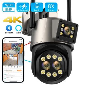 Objectif CCTV 8MP 4K Caméra IP Wifi Caméra extérieure Trois objectifs 8X Zoom Ai Détection humaine Suivi automatique Caméra de survalance Wifi Prise en charge iCSee YQ230928