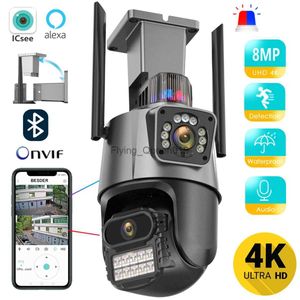 Objectif CCTV 8MP 4K Wifi Caméra Double Objectif Protection de Sécurité Étanche Sécurité CCTV Caméra de Surveillance Vidéo Police Lumière Alarme Caméra IP YQ230928