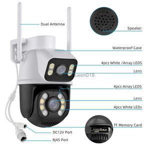 Objectif CCTV 8MP 4K Caméra WIFI Extérieure Double Objectif Double Écran Vision Nocturne 1080P Wifi Caméra de Surveillance PTZ CCTV Caméra de Sécurité ICSEE APP YQ230928