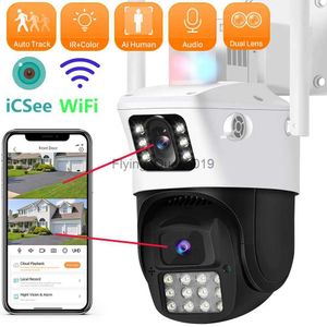 CCTV-lens 8MP Dual Lens Dual Screen PTZ WiFi-camera met dubbele lichtmodi AI Auto Tracking Buitenbeveiliging CCTV-bewakingscamera ICSEE YQ230928