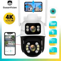 Obiettivo CCTV 8MP Telecamera Wifi PTZ Visione notturna esterna Doppio schermo Rilevamento umano 4MP Protezione di sicurezza Telecamera IP di sorveglianza CCTV YQ230928