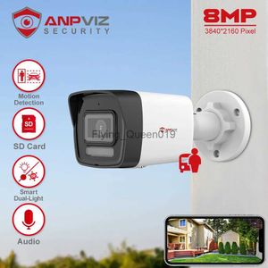 Lente CCTV Anpviz 8MP POE Cámara bala IP Exterior Inteligente Color de luz dual Vu 30 m CCTV Video Vigilancia Ranura para tarjeta SD Detección humana/de automóvil YQ230928