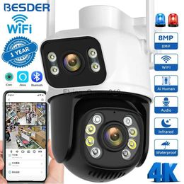 Objectif CCTV BESDER 8MP PTZ Wifi caméra extérieure Vision nocturne double écran détection humaine 4MP Protection de sécurité CCTV Surveillance caméra IP YQ230928