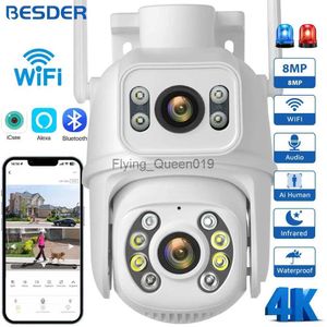 Objectif CCTV BESDER 8MP WiFi caméra PTZ double écrans suivi automatique Vision nocturne CCTV caméra de Surveillance extérieure 4MP sécurité IP caméra icsee YQ230928