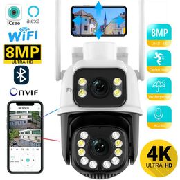 CCTV-lens ICSEE WiFi-bewakingscamera 4K 8MP draadloze beveiligingscamera's Menselijke detectie Outdoor CCTV IP-camera Dubbele lens Auto Tracking YQ230928