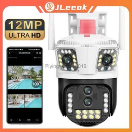 CCTV Lens JLeeok 12MP quatre objectifs WIFI PTZ caméra trois écrans AI humain suivi automatique 9MP sécurité extérieure CCTV caméra de Surveillance YQ230928
