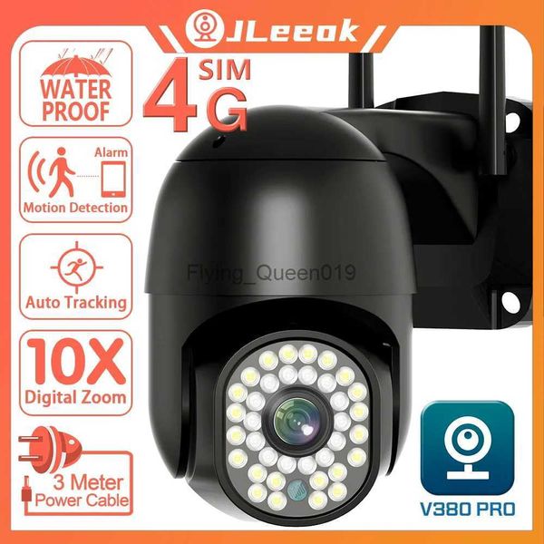 Lente CCTV JLeeok 4MP 4G Tarjeta SIM Cámara PTZ AI Detección humana Seguimiento 10X Zoom Exterior 2MP Seguridad CCTV Vigilancia Cámara IP V380 PRO YQ230928