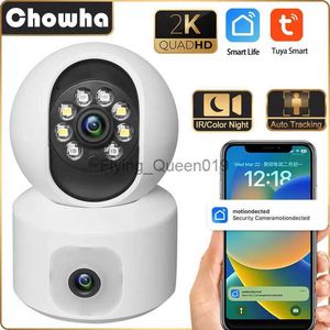 Objectif CCTV Tuya 2K double objectif WiFi caméra intérieure sans fil sécurité caméra de Surveillance maison intelligente suivi automatique bébé moniteur CCTV IP caméra YQ230928