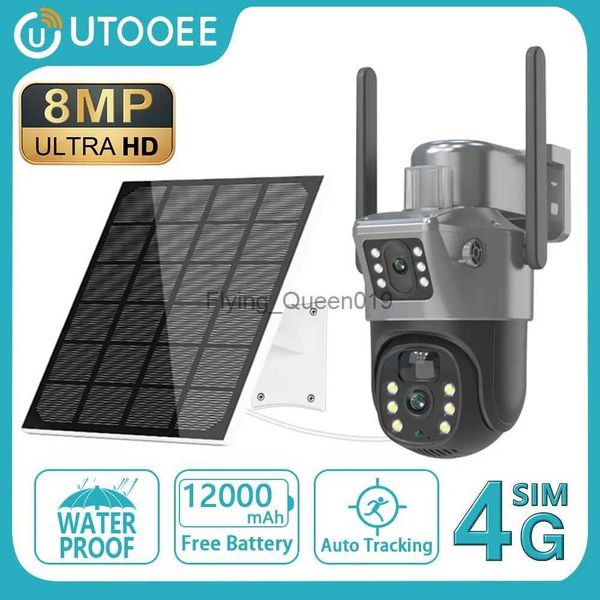 CCTV Lens UTOOEE 4K 8MP 4G double objectif PTZ caméra solaire double écrans PIR suivi humain extérieur WIFI sécurité CCTV Surveillance caméra IP YQ230928