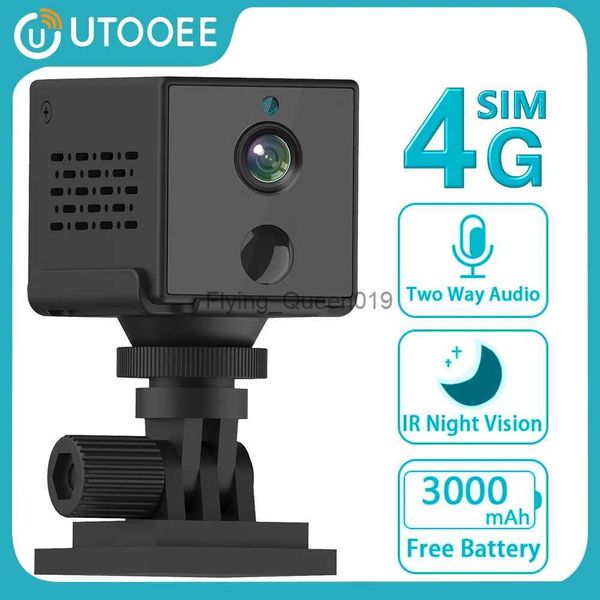 Objectif CCTV UTOOEE 4MP 4G Carte SIM Mini caméra Batterie intégrée 3000mAh PIR Détection humaine WIFI Surveillance de sécurité Caméra IP OKAM PRO YQ230928