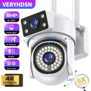 Objectif CCTV VERYHDSN 8MP 4K PTZ Wifi caméra double Len détection humaine suivi automatique caméra de Surveillance extérieure étanche sécurité Vision nocturne YQ230928