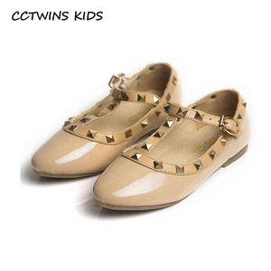 CCTWINS KIDS marca de primavera para niñas para zapatos de bebé, zapatos individuales con tachuelas, sandalias desnudas para niños, zapatos planos de princesa para niños, zapatos de baile de fiesta AA220311