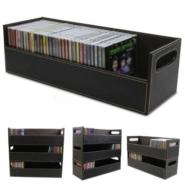 CD DVD Lecteur de disque Boîte de rangement mobile Case Rack Holder Plateau empilable Étagère Espace organisateur Conteneur Pièces électroniques Pouch 210705