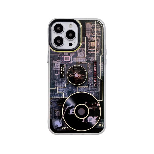 Étuis de téléphone portable d'impression de circuit de musique CD pour iPhone 14 13 Pro Max 12 11 XR XS TPU PC antichoc laser mat texture imprimée couverture de boîtier mobile