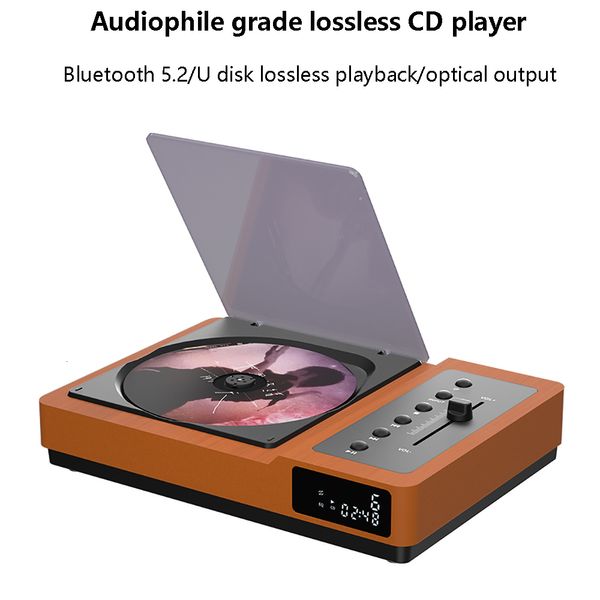 Lecteur CD Vintage HIFI Bluetooth 52, hautes et basses, Audio Portable réglable avec batterie intégrée, télécommande IR 230829