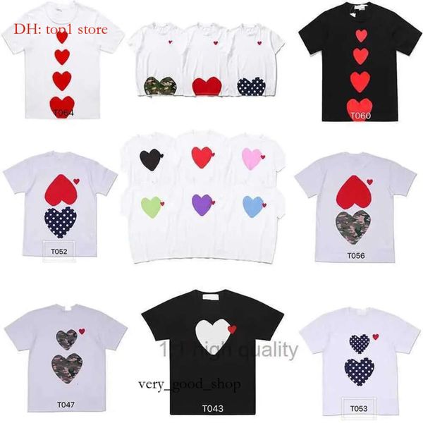 CDG Fashion Mens Play T Shish Designer Red Heart Commes Casual Women Women Shirts des Badge Garcons High Quanlity Camas de algodón Bordado Bordado Capiudad de Bordado 4333