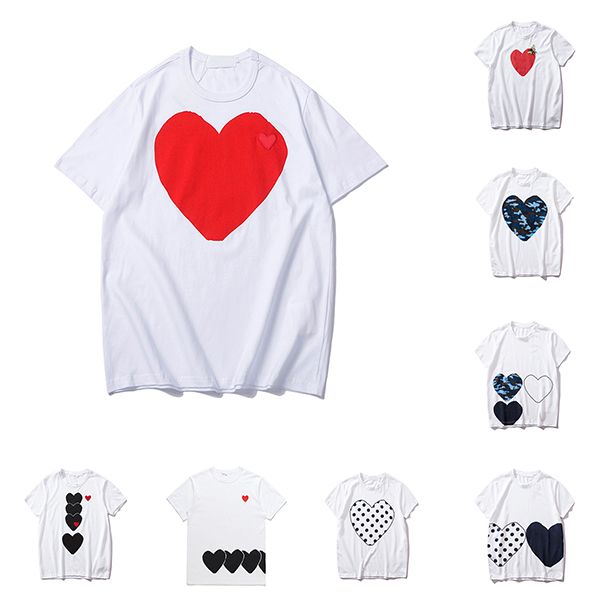 Camiseta CDG Small Red Heart para hombre, camisetas estampadas de varios estilos, camisetas de transporte gratuito de Commes para hombre