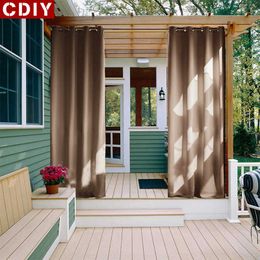 CDIY Solid Outdoor Blackout Gordijnen Moderne raam Gordijnen voor Tuin Dikke Slaapkamer Gordijnen Drapes Porch Gazebo Gordijnpanelen 210712