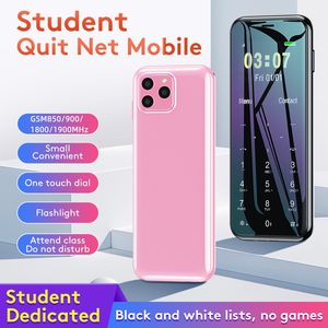 Teléfono pequeño para estudiantes Estéreo Voz Mini Teléfonos móviles Bluetooth Dailer Teléfono celular Dual SIM Llamadas Manos libres Teléfonos celulares Cámara HD FM MP3 MP4 Bandas completas Teléfono celular táctil