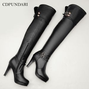 CDPUNDARI hoge hakken over de knie laarzen vrouwen platform dij hoge laarzen winter schoenen cuisstardes sexy talenharen sexy haardes