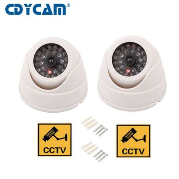 CDYCAM 2 pièces (1 sac) fausse caméra factice dôme étanche extérieur intérieur dôme sécurité CCTV caméra de sécurité avec capteur de lumière LED