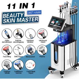 Approbation CE 11 en 1 Hydra Dermabrasion Microdermabrasion Machine EMS RF Rajeunissement de la peau Élimination des taches de rousseur Oxygène Jet Peel Équipement de beauté du visage