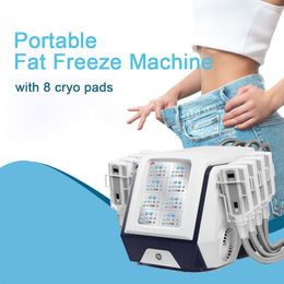 Draagbare cryolipolyse afslank machine cryotherapie vet vriespunt koellichaam beeldhouwen vetverlies schoonheidsuitrusting met 8 cryo pads