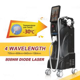 CE-goedgekeurd Hoog vermogen Hoge snelheid ontharing Diodo Laser Ice 755 nm 808 nm 1064 nm Lazer 4 golflengten Schoonheidsmachine diodelaser 755 808 1064