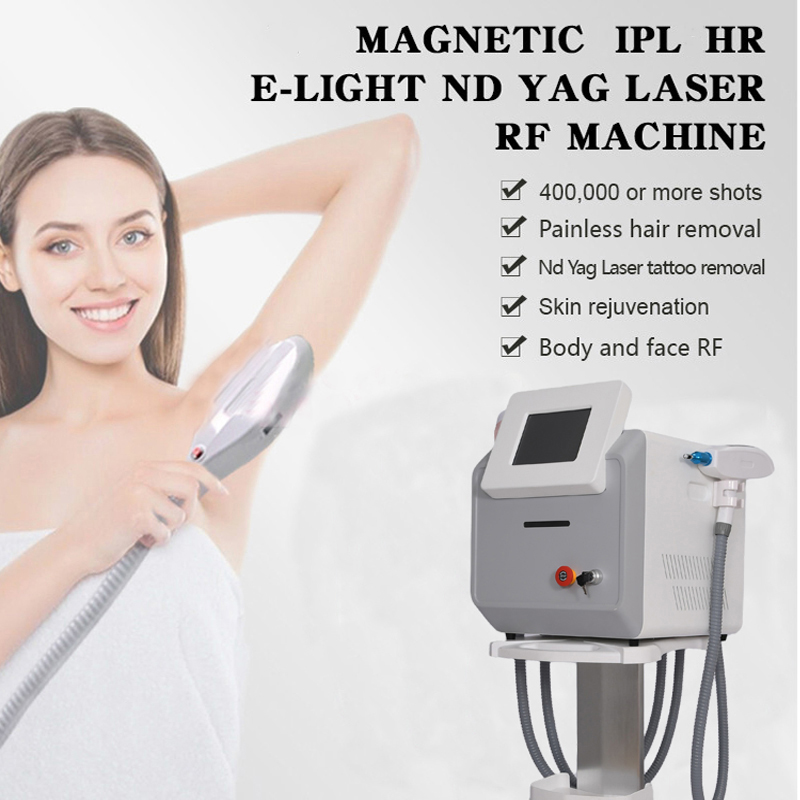 CE Approved Nd Yag Picosecond Tattoo Removal OPT E Light Depilatory Hair Remover RF Skin Smoothing Spot Wrinkle Reduce 3 Handles Device