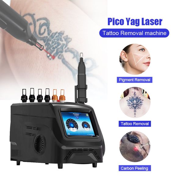 Machine portative approuvée par CE de détatouage de laser picoseconde 1064 nm 755nm 532nm Q commuté Nd Yag Laser carbone noir poupée soins du visage équipement de beauté