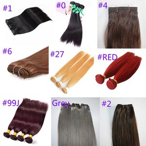 CE Certificated Virgin Straight Wave 100g 3pcs / Lot Lot Brésilien Human Hair Weaves Bundles 9 Color 27 99J 1BT613 Options