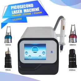 Certification CE Machine de retrait de tatouage au laser picoseconde Q-switch 1064nm 532nm 1320nm 755nm ND YAG Laser Pico Supprimer la tache de rousseur pigmentaire Aucune période de récupération