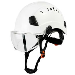 Casco de seguridad de construcción CE con gafas para la industria del ingeniero ABS Cascos duros Visera Gorra ANSI Trabajo industrial Hombres