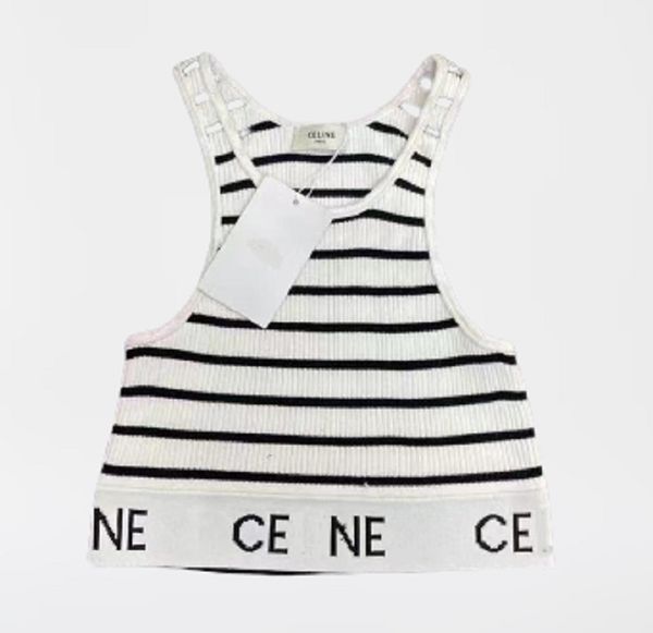 CE designer crop top tops pour femmes t-shirts débardeurs Camis sports loisirs Sexy bas gilet débardeur épaule débardeur décontracté sans manches dos nu haut chemises noir blanc rayure