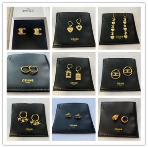 CE Ear Stud Earring Designer sieraden vrouwen klassiek merk ornamenten trouwfeest hoogwaardige accessoires goud sier oorbellen groothandel