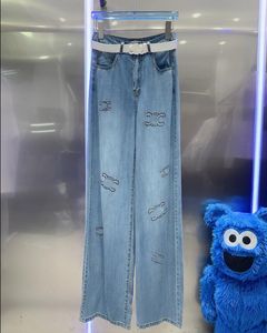 CE28SS Vintage Designer Jeans Women Rhinestone Blue Brand Jeans Dames Denim Pants