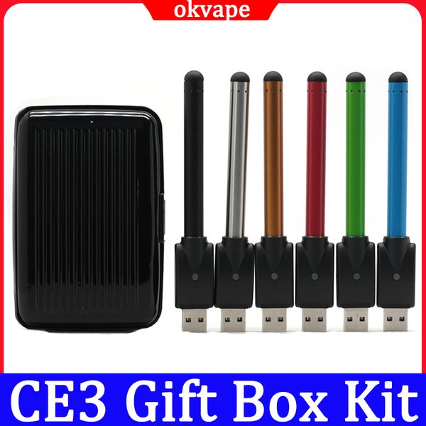 Kits de cigarrillos electrónicos CE3, batería de 280mAh con cargador USB inalámbrico, caja de regalo, kit para 510 hilos, Ce 3, atomizador, pluma Vape