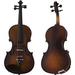 Cecilio CVN-EAV violon pleine grandeur en vernis terminaire finition antique avec raccords d'ébène et étui dur de luxe - instrument de bois solide fabriqué à la main pour les joueurs avancés