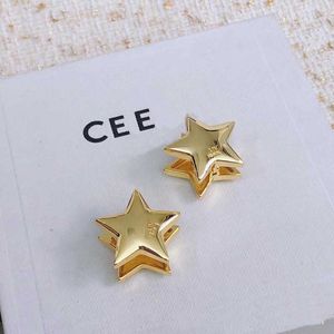Boucles d'oreilles étoile à cinq branches tridimensionnelles de créateur de bijoux CEE Hoop, boucles d'oreilles de tempérament et de personnalité simples féminines en or