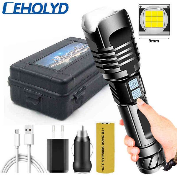 Ceholyd Brightest Led Flashlight Usb Rechargeable XHP100 Power Bank Batterie Flash Light Aluminium Torche Zoomable Étanche J220713