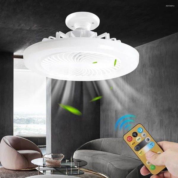 Ventilateur de plafond E27 avec lumière LED, lustre électrique de refroidissement pour la décoration de la maison