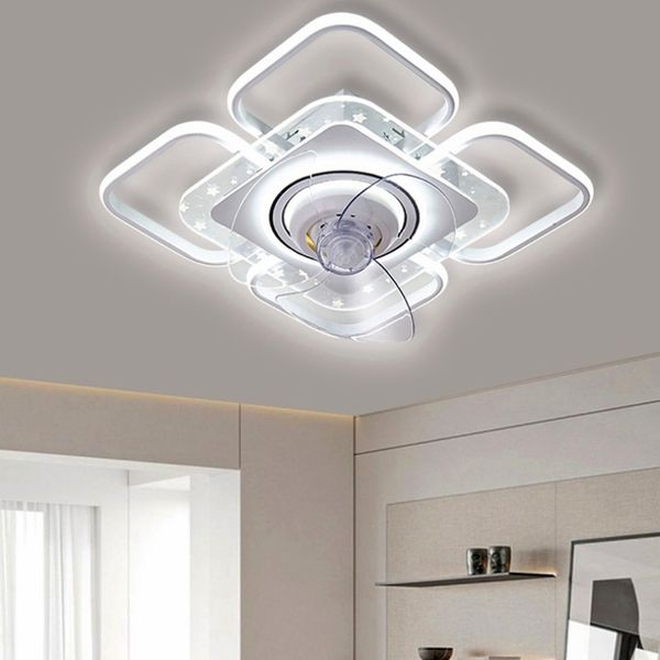 Ventilateur de plafond Lumières Lampes Moderne Télécommande Or Argent Led lumiere Pour Salle À Manger Chambre Ventilateur Éclairage