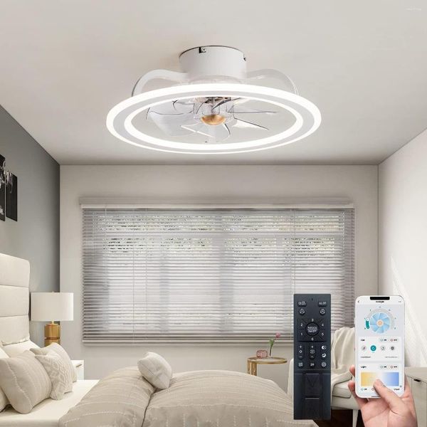 Ventilateur de plafond avec lumière Led, lampe intelligente en acrylique, moderne, chambre à coucher, étude, Restaurant, Rc et gradation par application