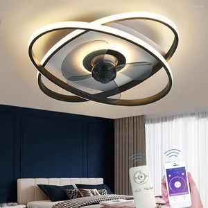 Ventilateur de plafond avec lumière LED moderne créatif gradation en continu lustre rond Invisible muet pour la chambre des enfants du ménage