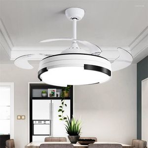 Ventilateur De Plafond Avec Lumières À Distance 3 Couleurs LED Lame Invisible Moderne Simple Décoratif Pour La Maison Salon Salle À Manger